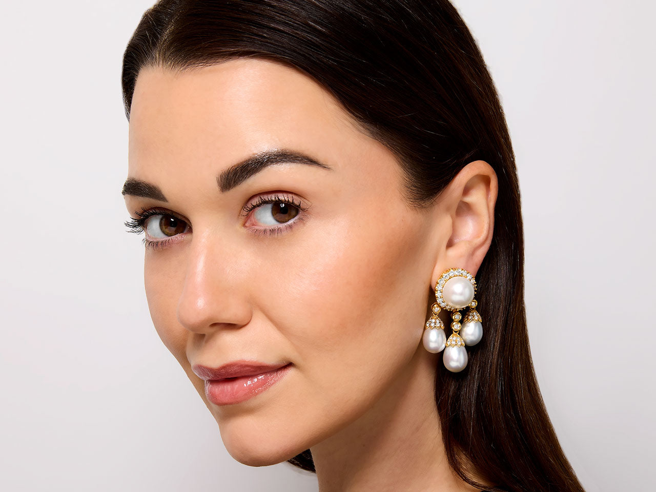 South Sea Pearl and Diamond Earrings in 18K