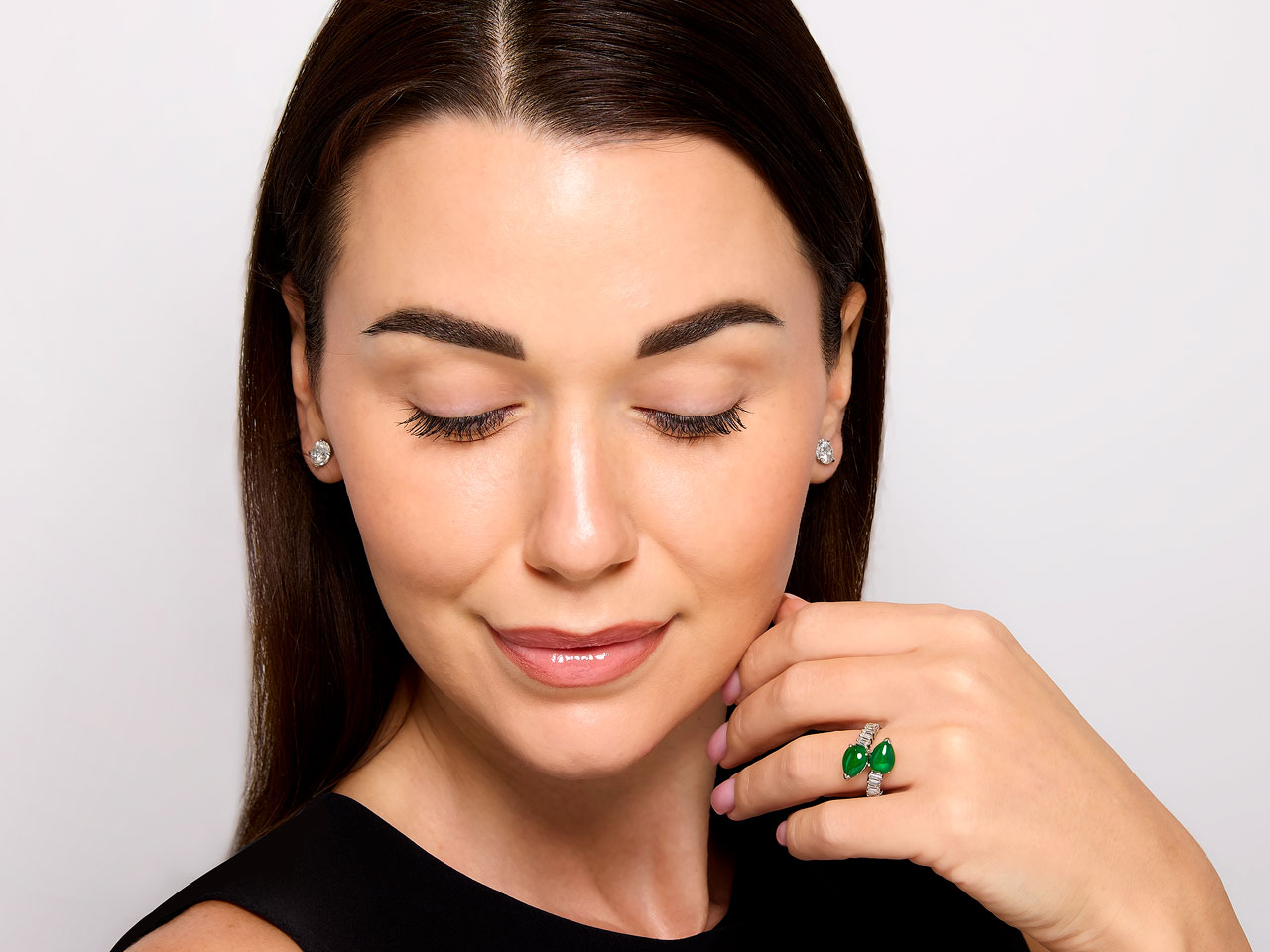 Jadeite and Diamond Ring in Platinum