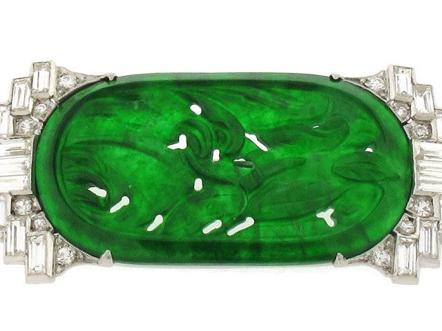 Photo inspiration: Picture Idea: Art Deco Carved Jadeite And Diamond Brooch In Platin 503566