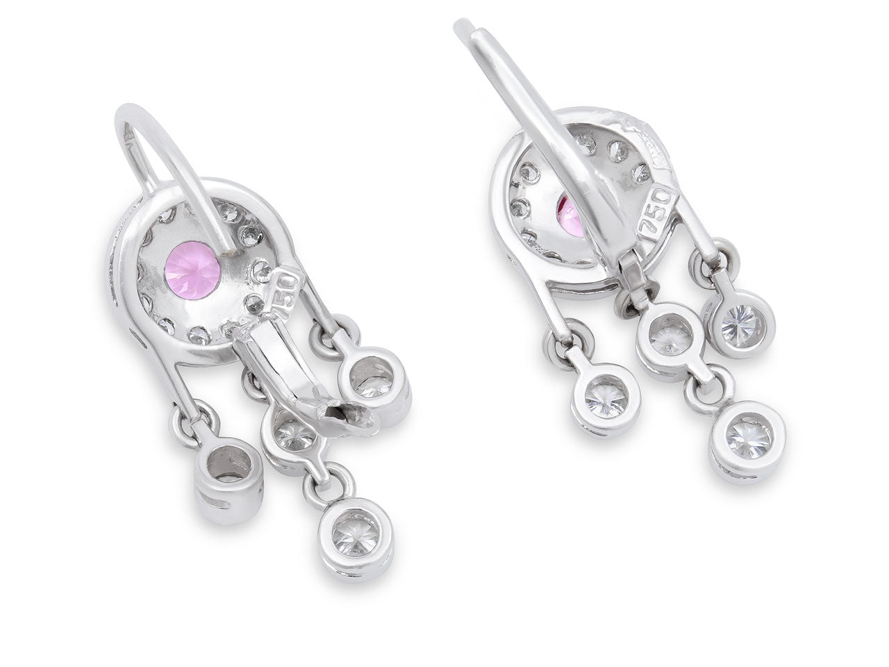 Pink Sapphire and Diamond Earrings in 18K White Gold