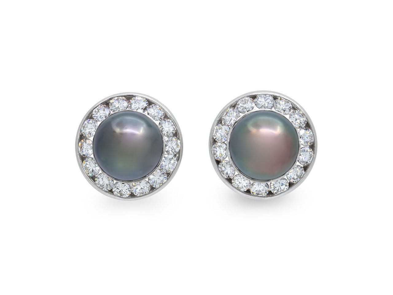 Harry Winston Tahitian Pearl and Diamond Set in Platinum and 18K
