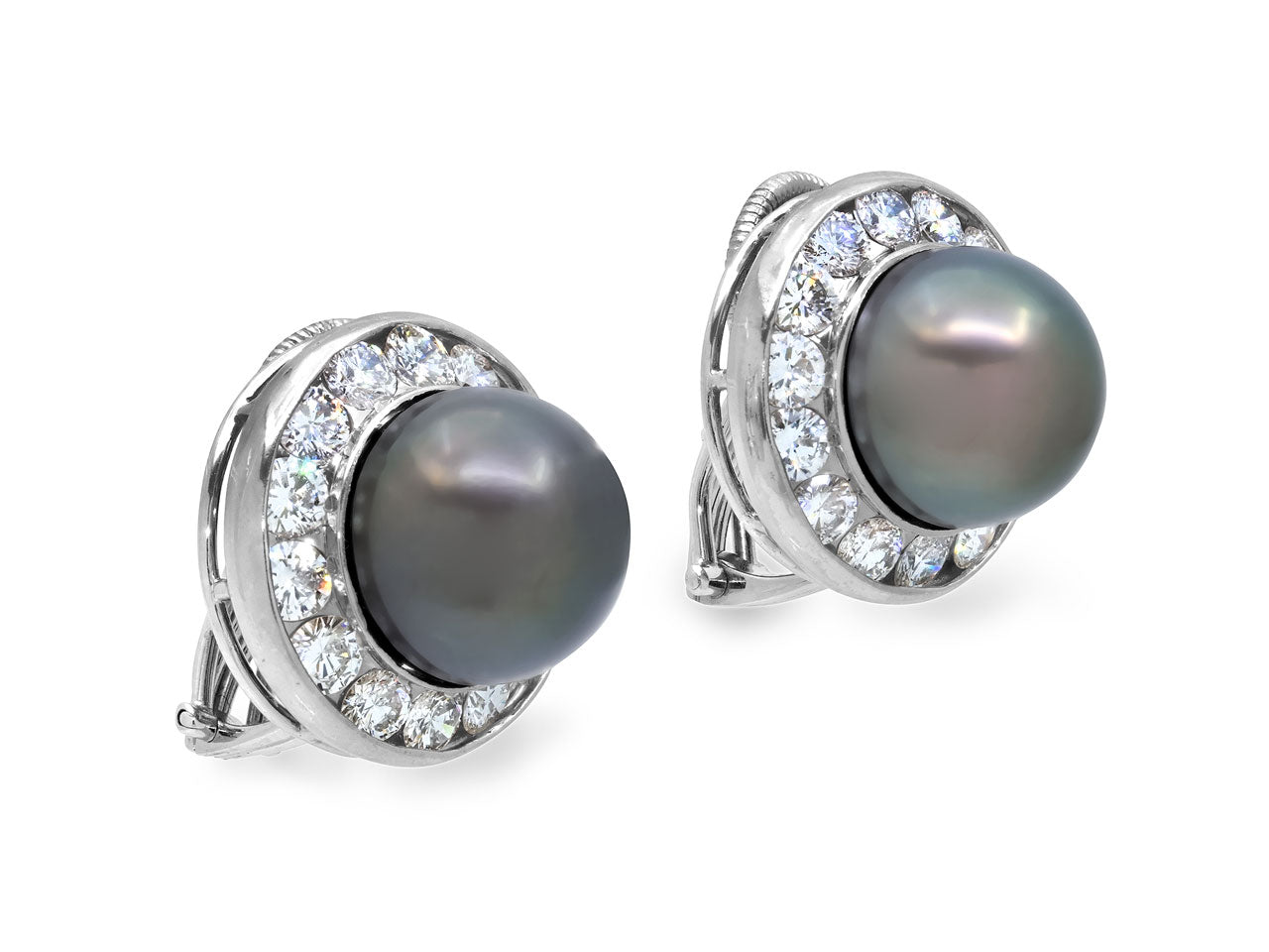 Harry Winston Tahitian Pearl and Diamond Set in Platinum and 18K