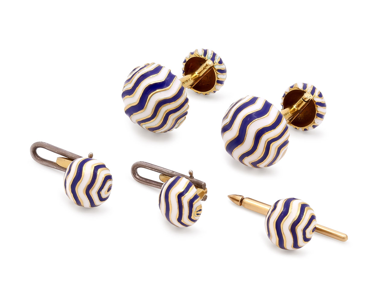 David Webb Enamel Dress Set in 18K Gold