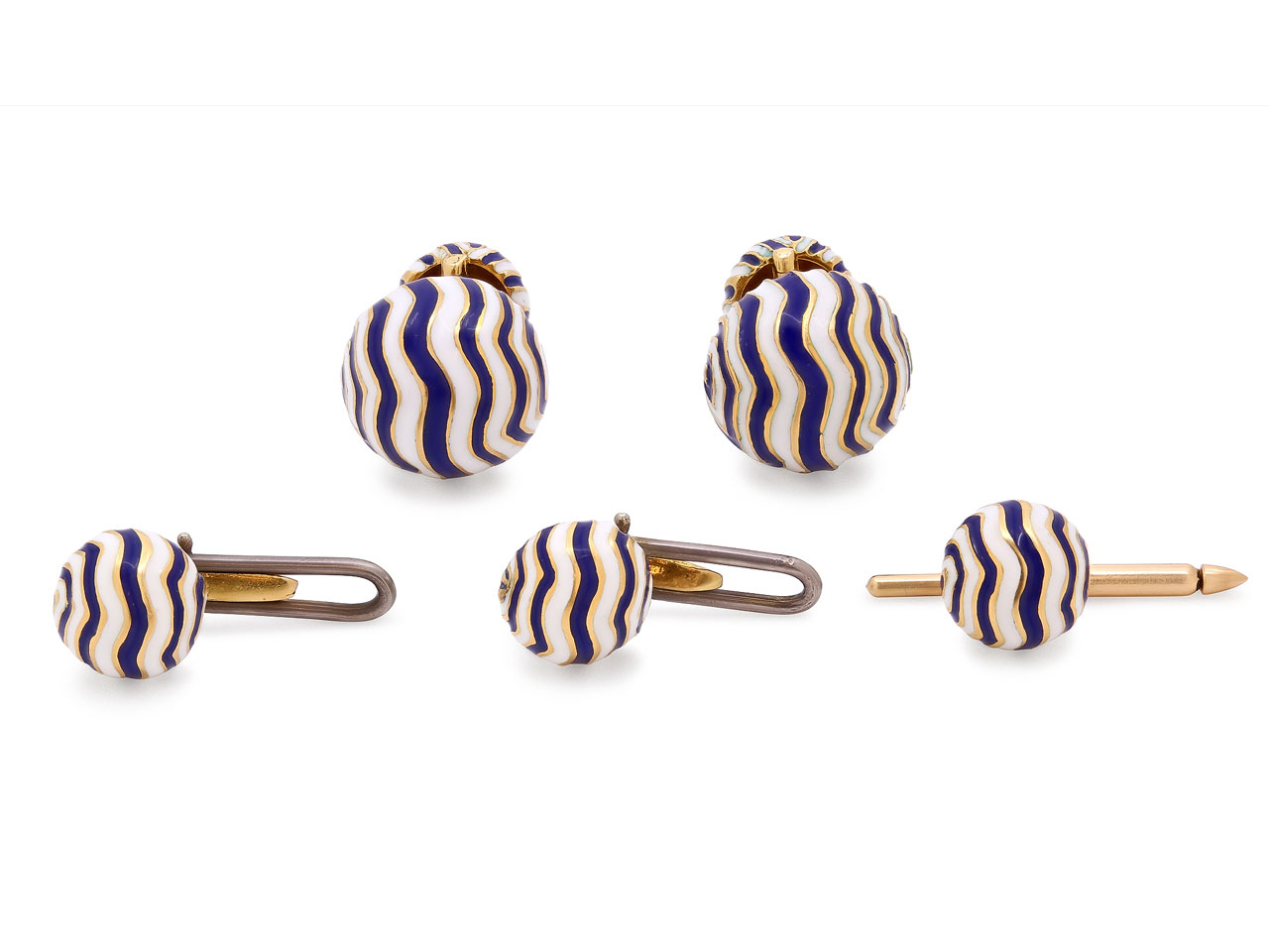David Webb Enamel Dress Set in 18K Gold