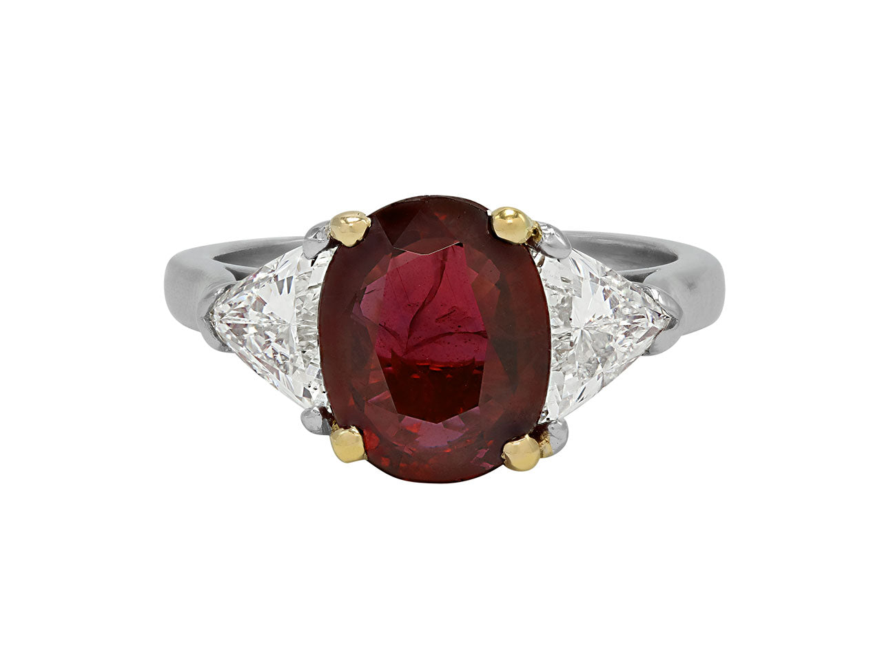Thai Ruby, 3.49 Carat, and Diamond Ring in 18K and Platinum