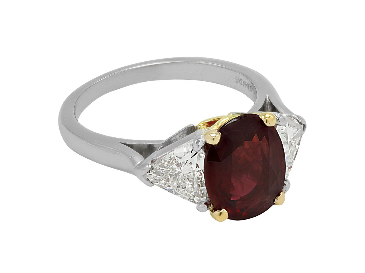 Thai Ruby, 3.49 Carat, and Diamond Ring in 18K and Platinum