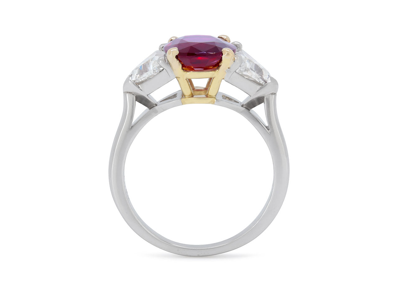 Thai Ruby, 3.49 Carat, and Diamond Ring in 18K and Platinum