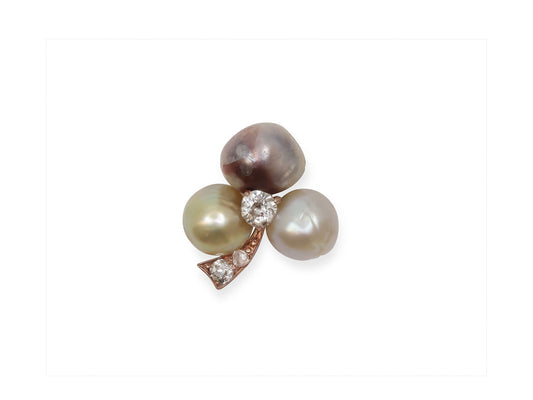 Antique Edwardian Natural Baroque Pearl and Diamond Pendant in 18K