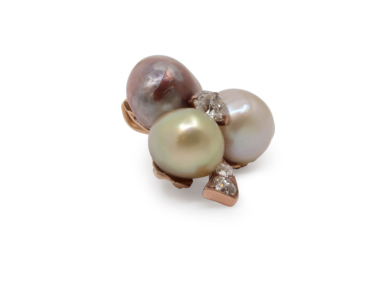 Antique Edwardian Natural Baroque Pearl and Diamond Pendant in 18K