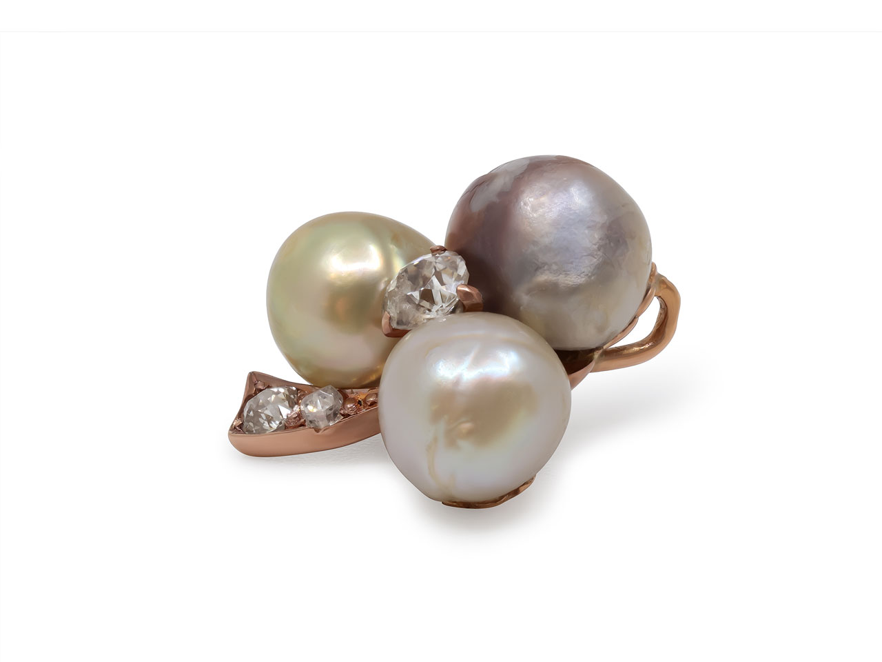 Antique Edwardian Natural Baroque Pearl and Diamond Pendant in 18K