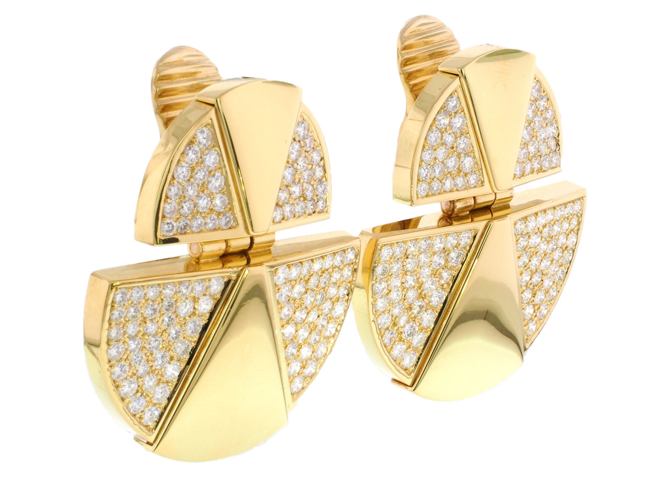Modernist Style Diamond Earrings in 18K