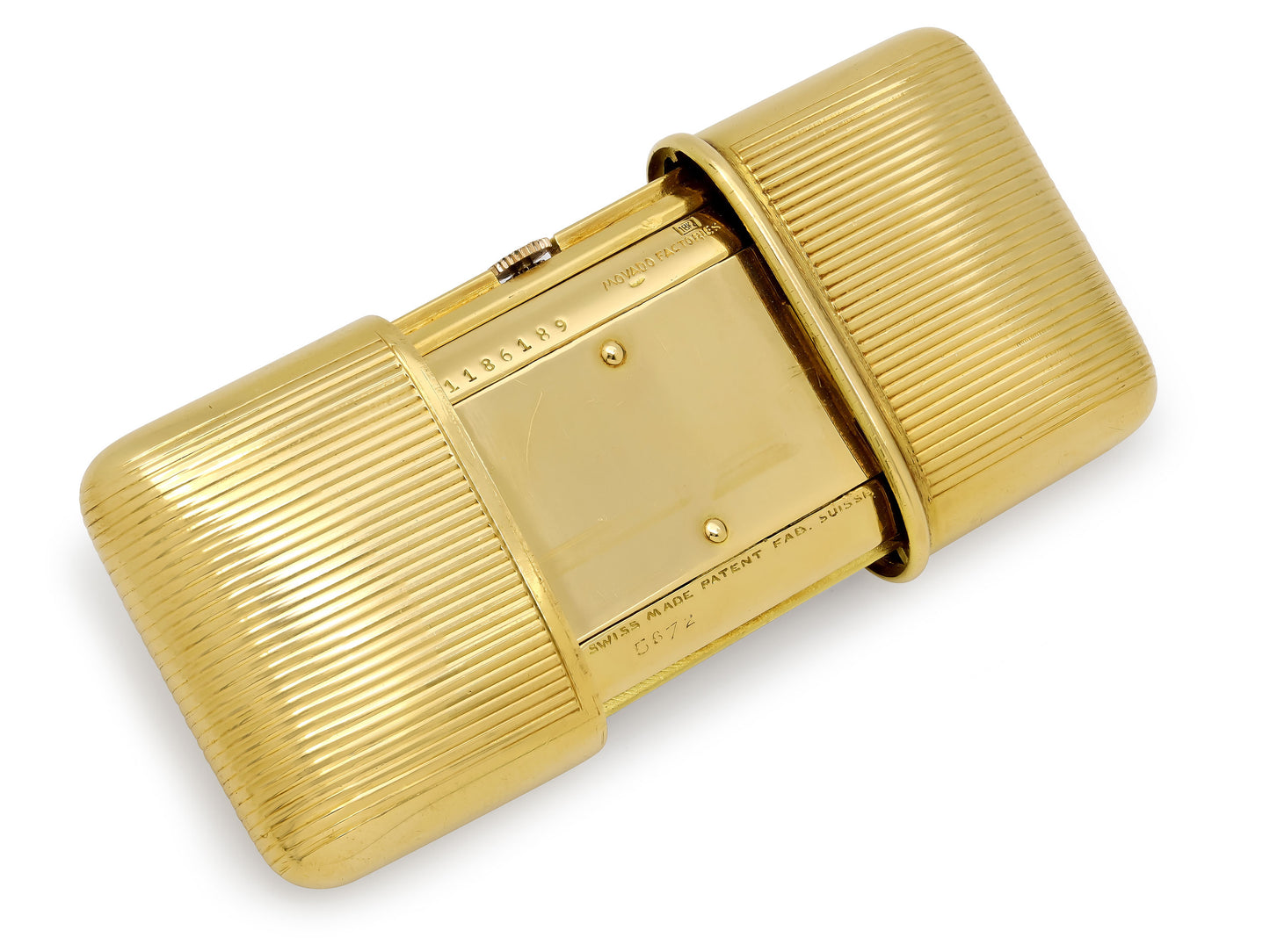Movado for Cartier Art Deco 'Ermeto' Clock in 18K Gold