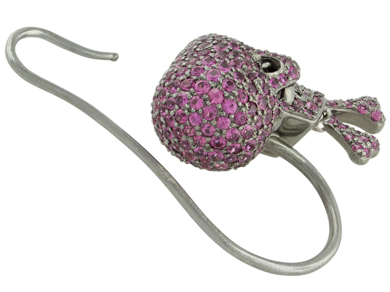 Lydia Courteille Ruby and Diamond Skull and Crossbones Earrings  in 18K