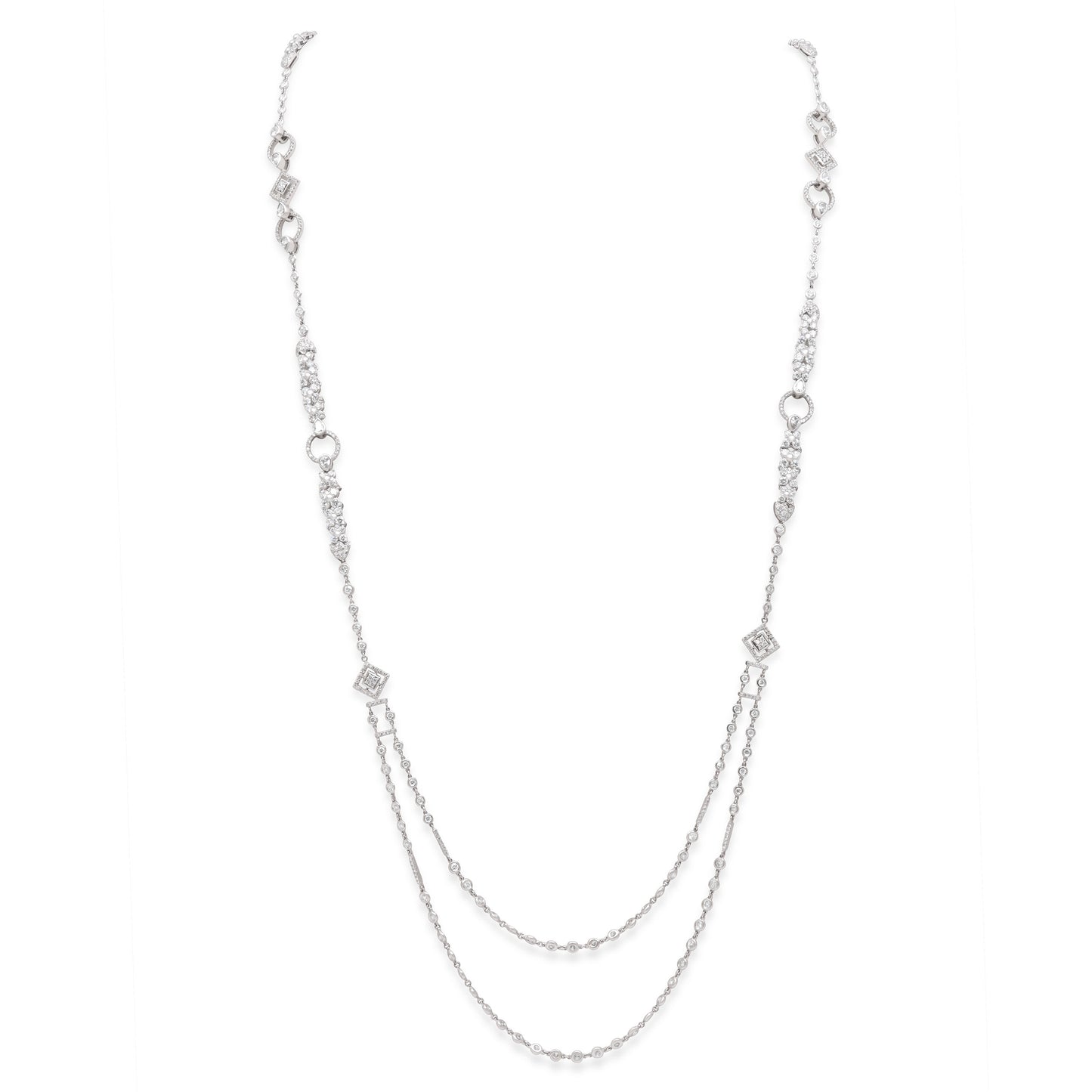 Diamond Sautoir Necklace in 18K White Gold