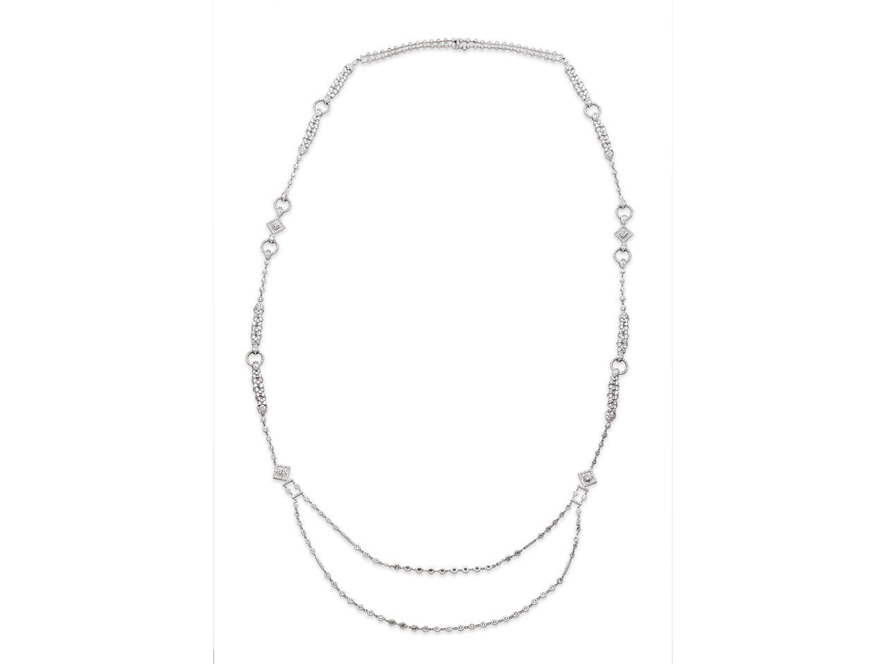 Diamond Sautoir Necklace in 18K White Gold