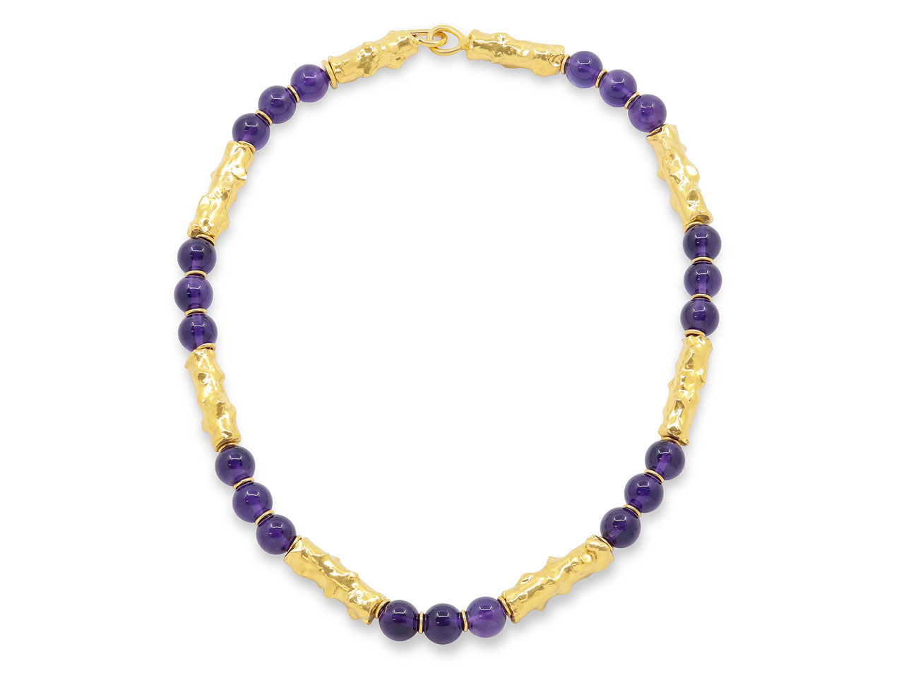 Jean Mahie Amethyst Bead Necklace in 22K Gold #505481 – Beladora