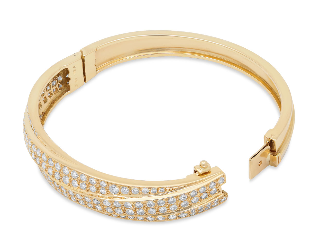 French Diamond Bangle Bracelet in 18K