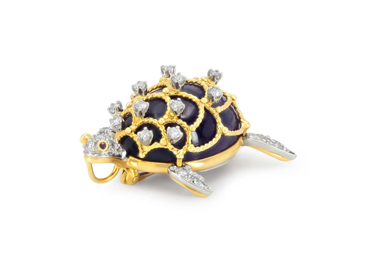 Hammerman Brothers Amethyst Turtle Brooch in 18K Gold and Platinum