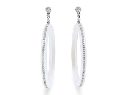 Sue Gragg Crystal and Diamond Earrings in 18K White Gold