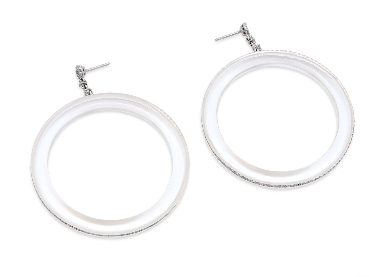 Sue Gragg Crystal and Diamond Earrings in 18K White Gold