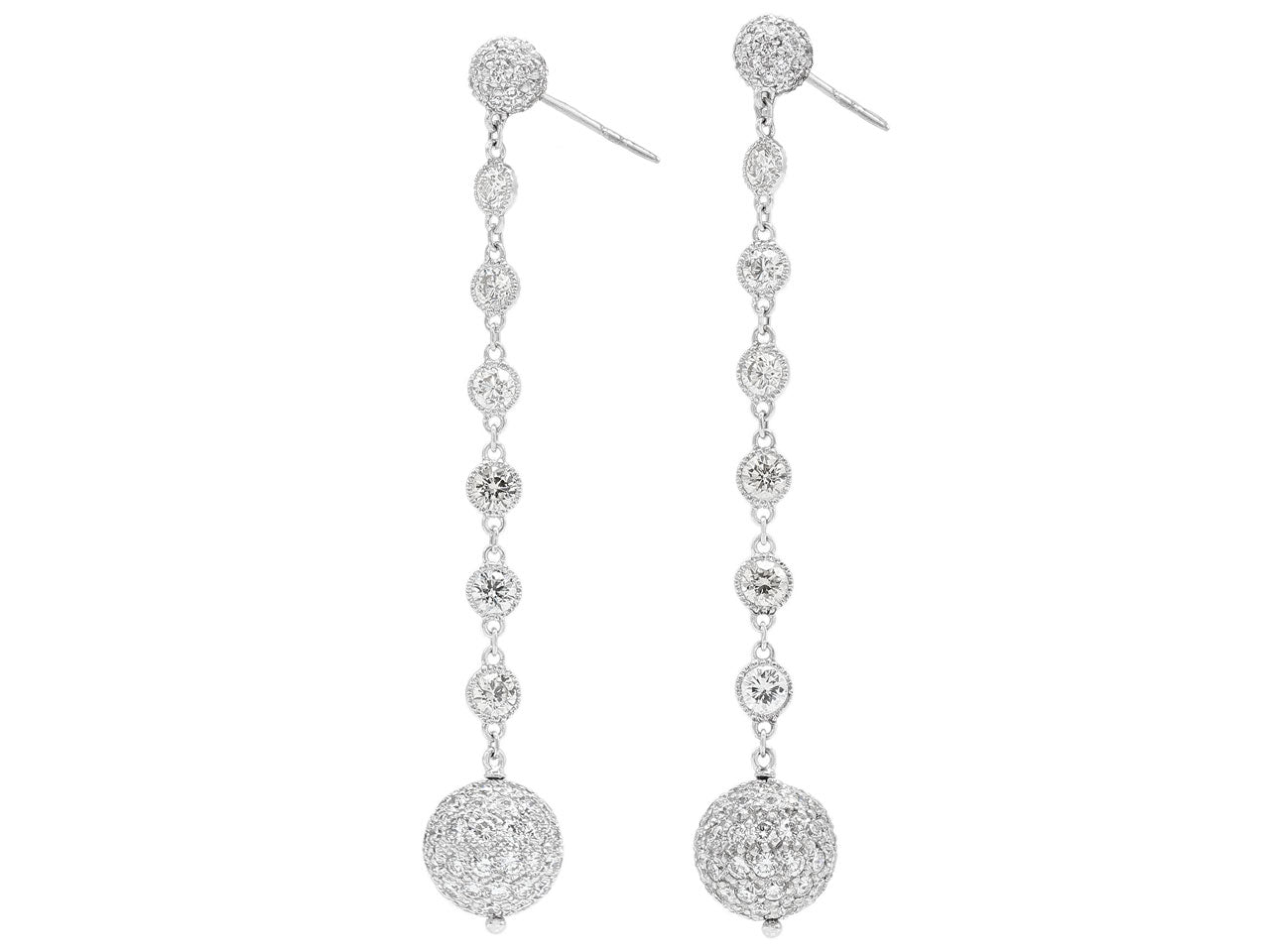Diamond Dangle Earrings in 18K White Gold