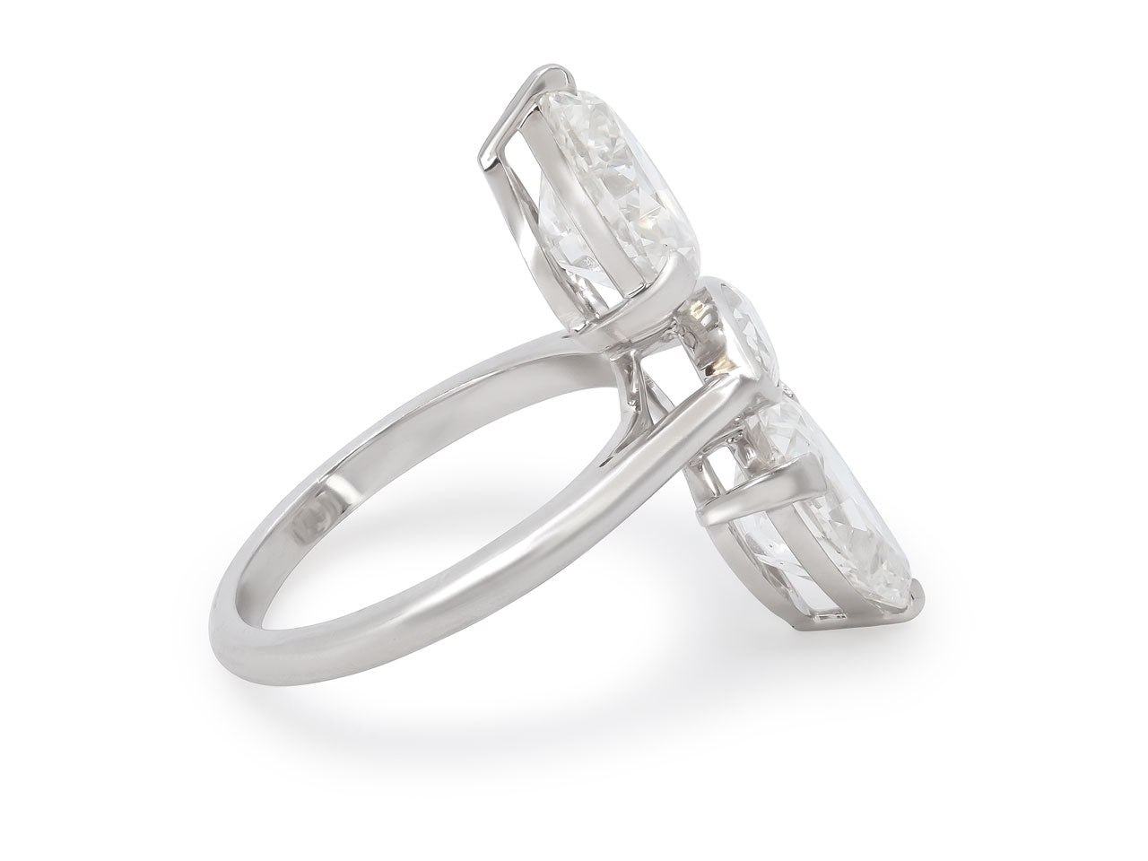 Beladora 'Bespoke' Twin Old-cut Pear and Marquise Diamond Ring in Platinum