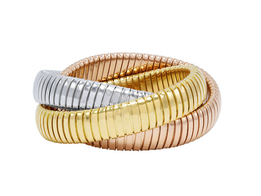 Rolling Bracelet in 18K Yellow, White and Rose Gold, 12mm, by Beladora