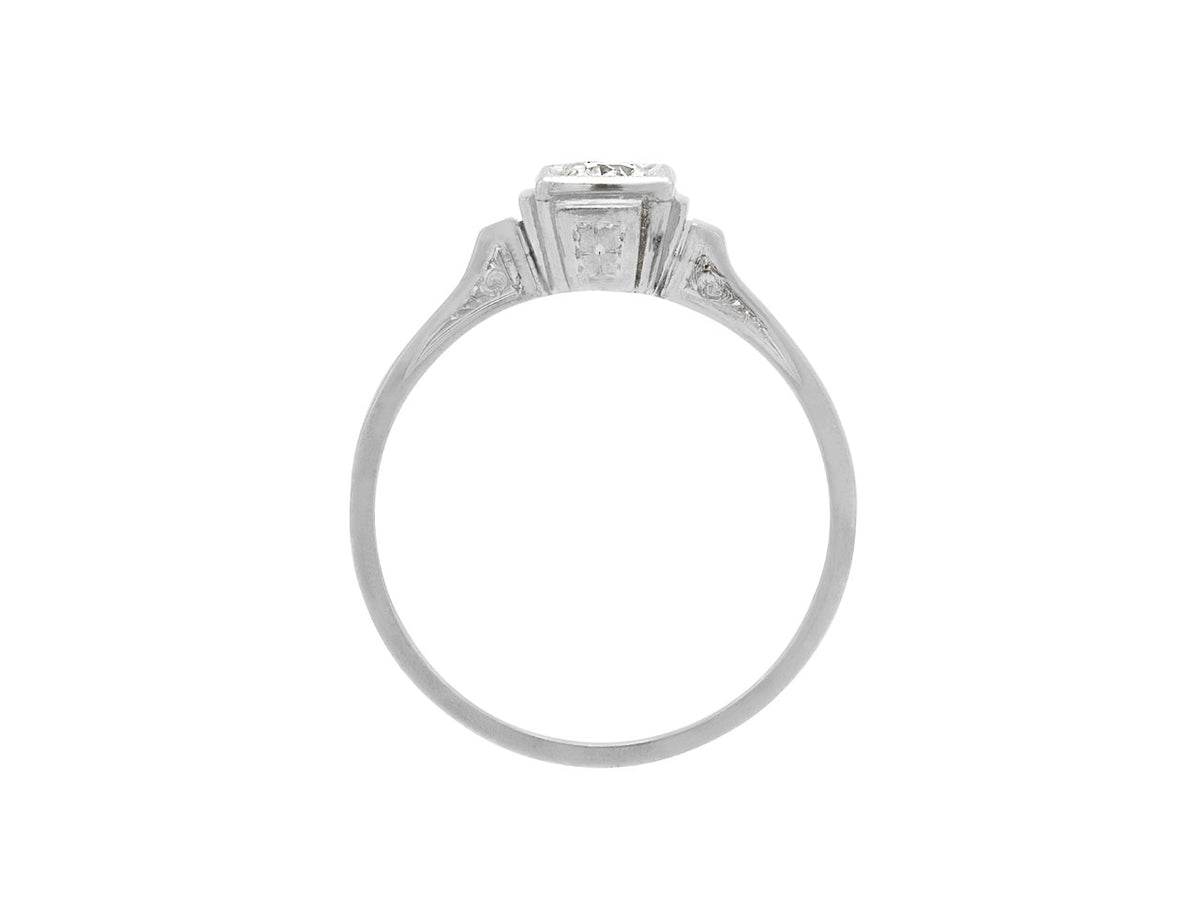 Side view of an Art Deco diamond ring in white gold