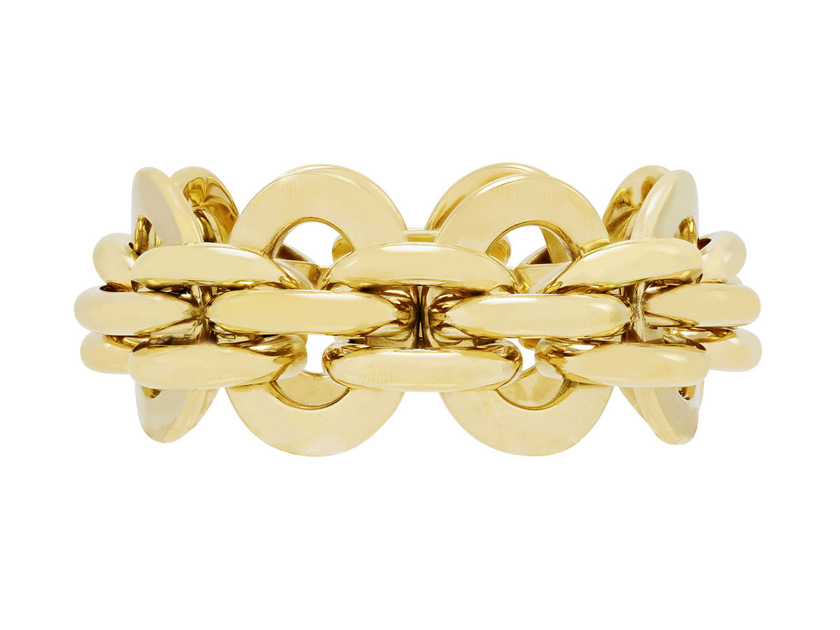 18K yellow gold bracelet with oval and half hoop links
