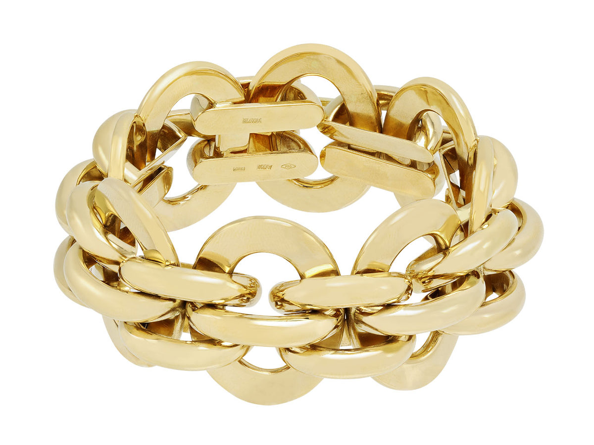 High polish 18K yellow gold link bracelet