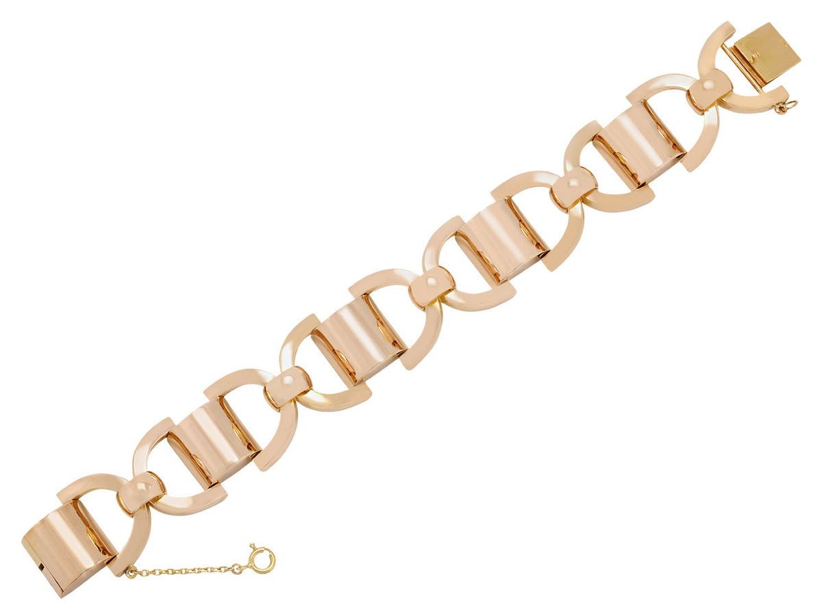 18K rose gold open link bracelet with polished links