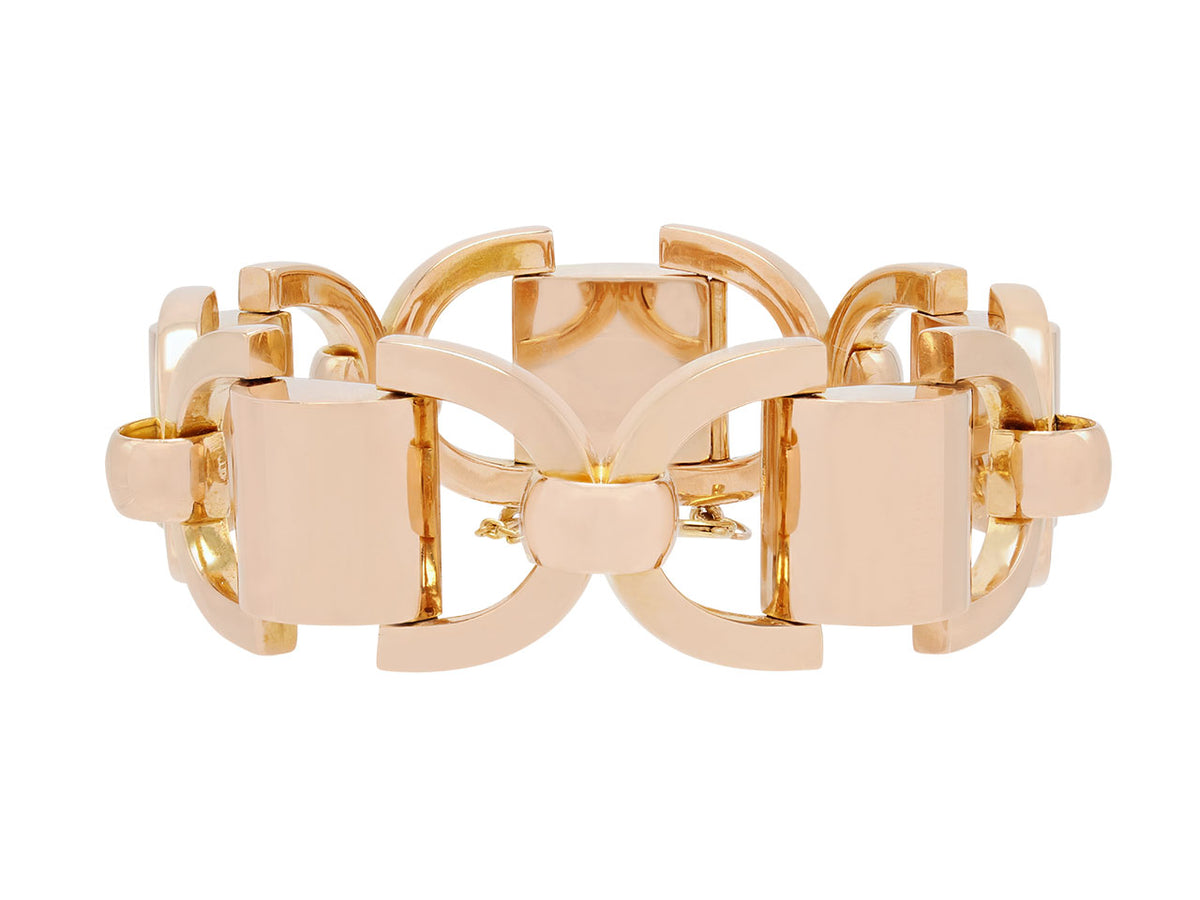 18K rose gold open link bracelet with polished links