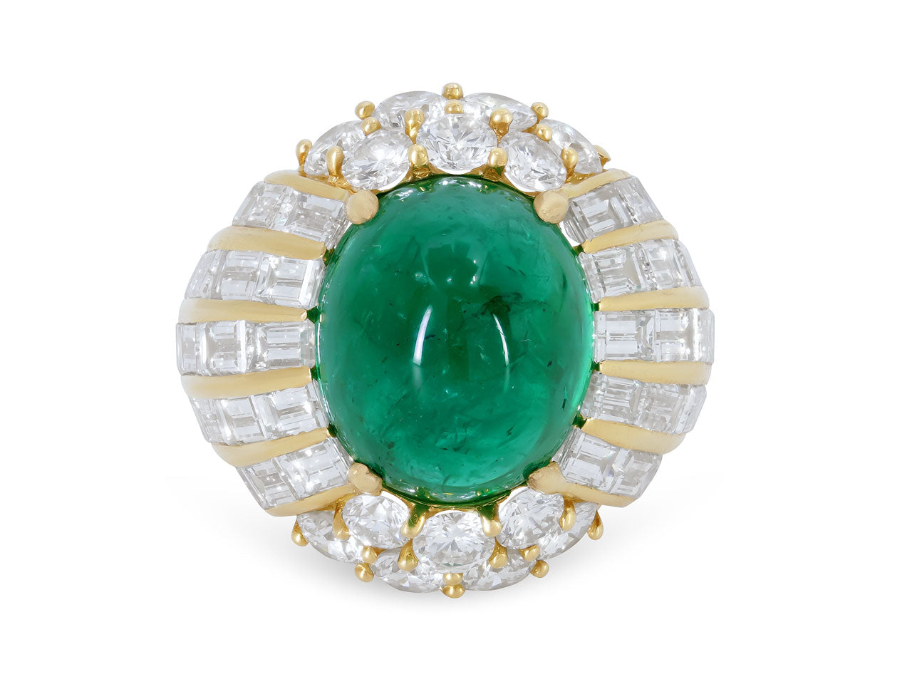 Cabochon Emerald, 10.00 Carat Zambian, and Diamond R #511400 – Beladora