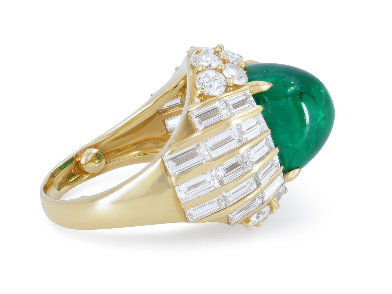 Cabochon Emerald, 10.00 Carat Zambian, and Diamond R #511400 – Beladora
