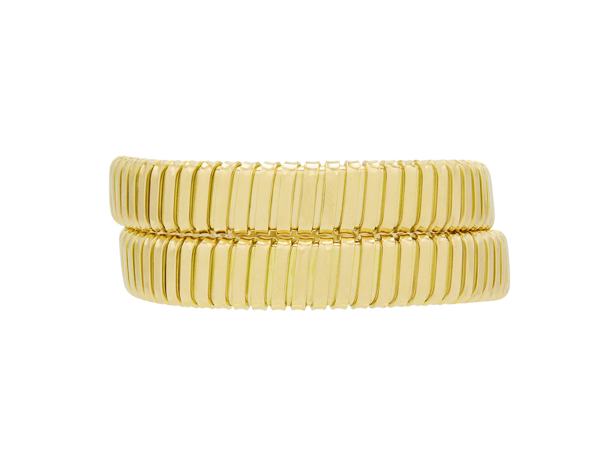 Polished 18K gold Italian double coil bracelet