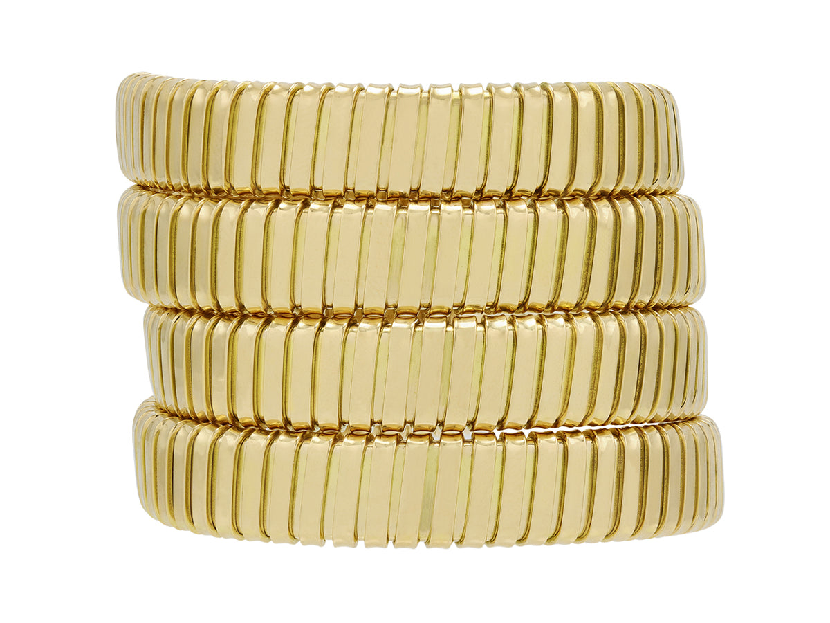 Italian 18k gold triple coil bracelet in high polish