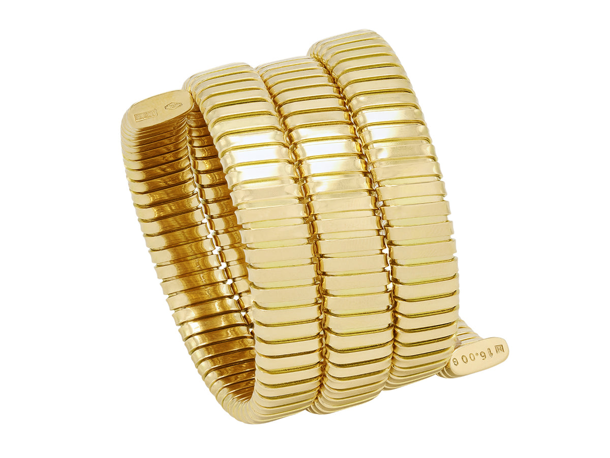 Triple coil 18k gold bracelet with polished finish