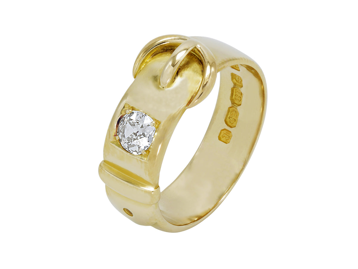 Antique Victorian gold buckle ring with diamond