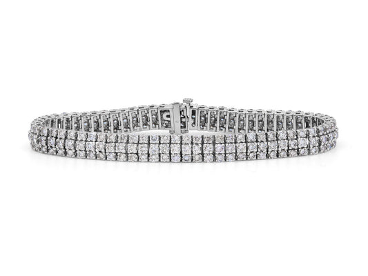 Three Row Diamond Bracelet in 18K White Gold