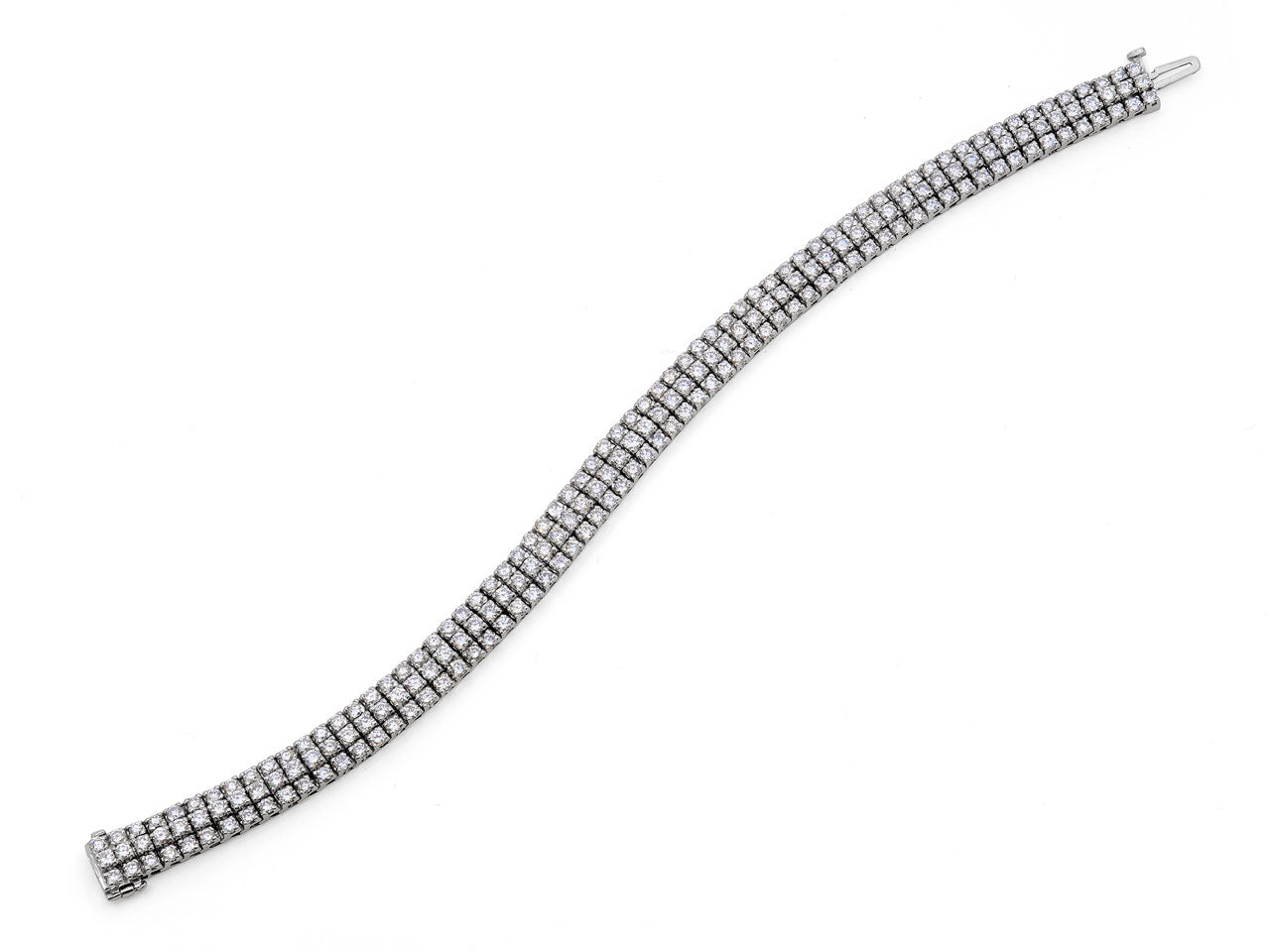Three Row Diamond Bracelet in 18K White Gold