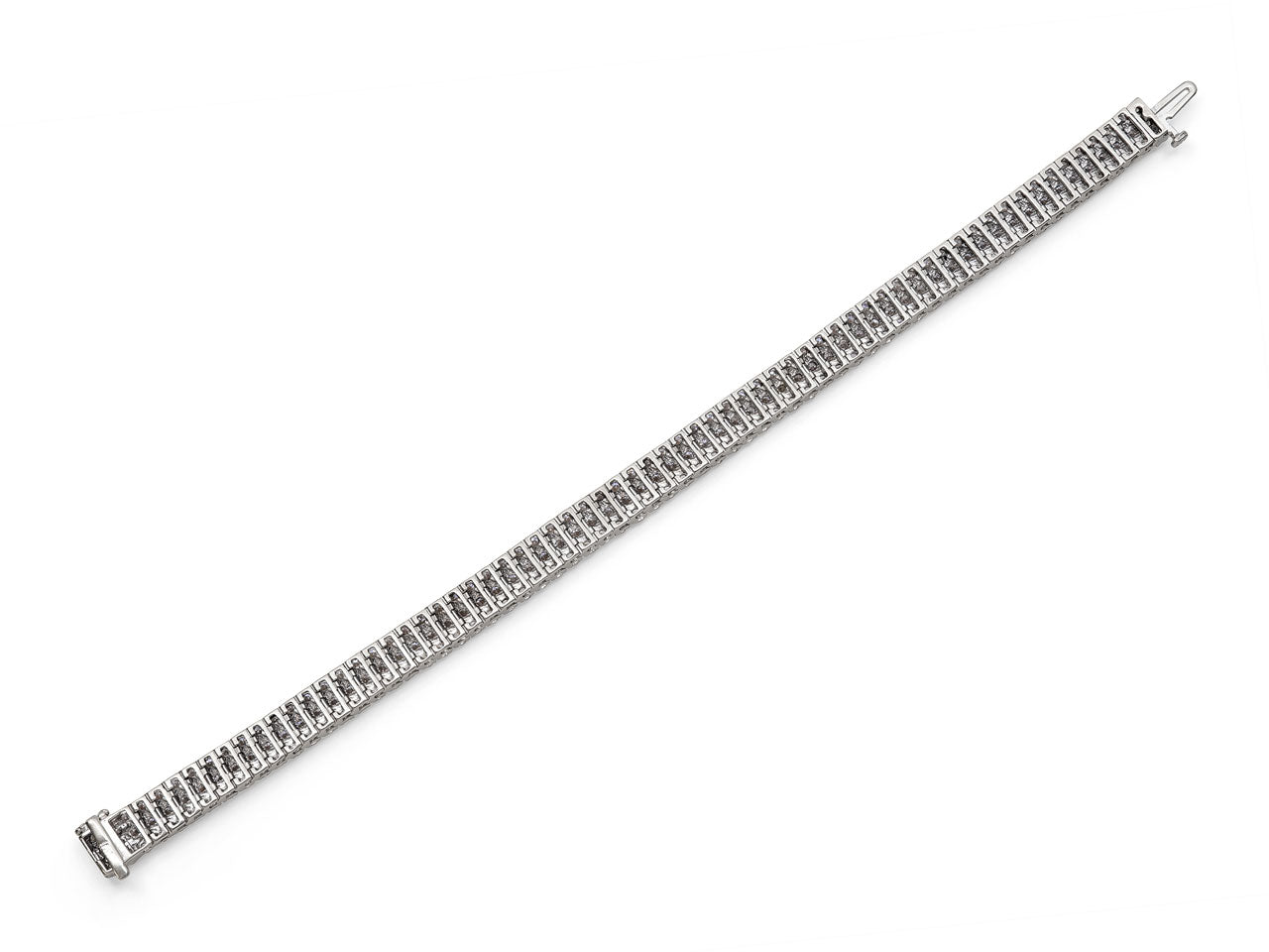 Three Row Diamond Bracelet in 18K White Gold
