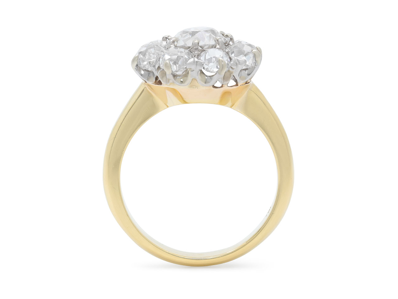 Antique Edwardian Transitional Cut Diamond Cluster Ring in 18K Gold