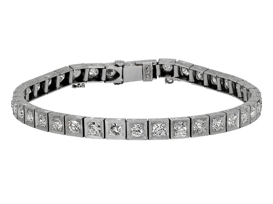 Art Deco Diamond Line Bracelet in Platinum