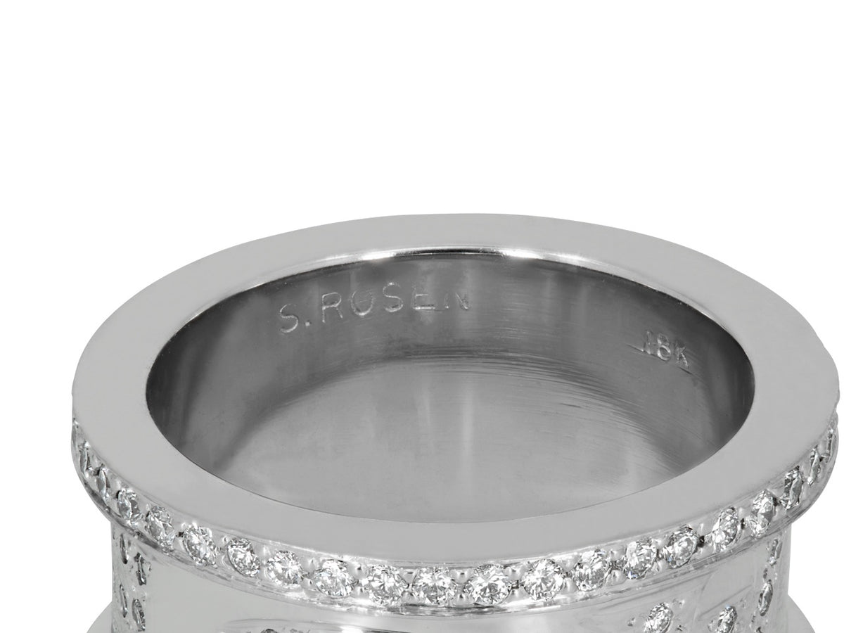 Interior view of 18K white gold diamond ring