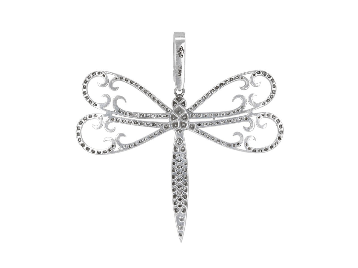 Openwork diamond dragonfly pendant in 18K white gold