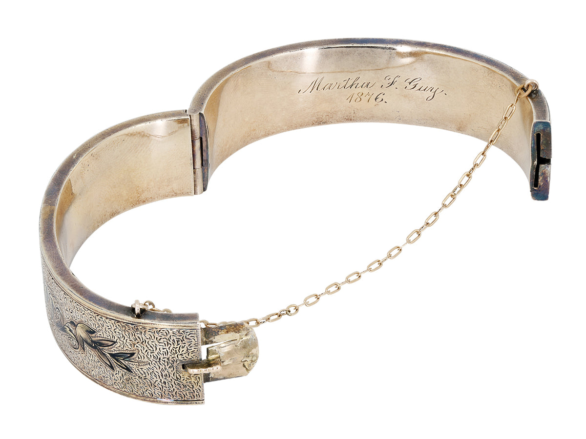 Pair of antique Victorian gold bangles with engraved foliate design