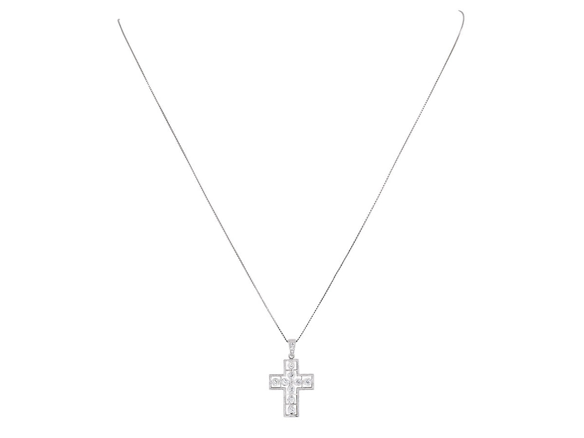Diamond cross pendant on a white gold chain
