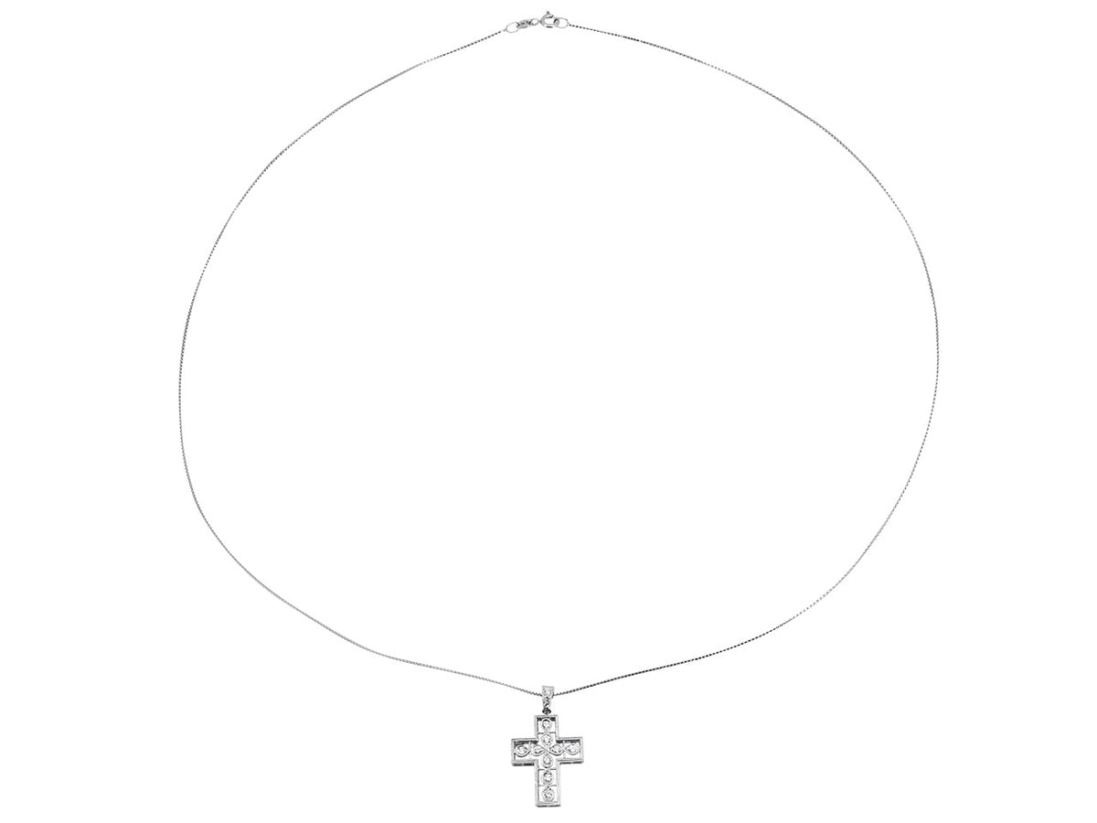 Diamond cross pendant with white gold chain