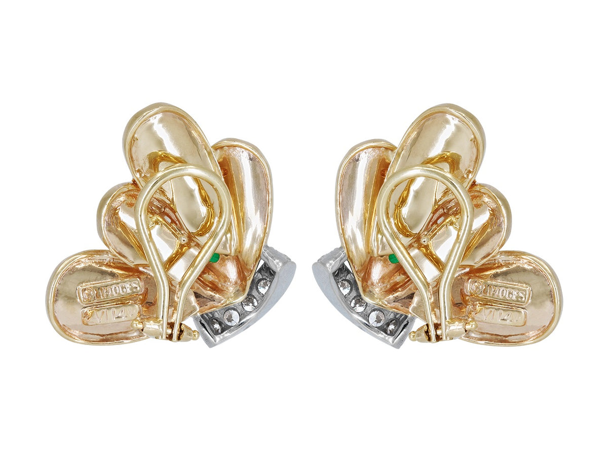 Back view of 14K gold fan shaped earclips