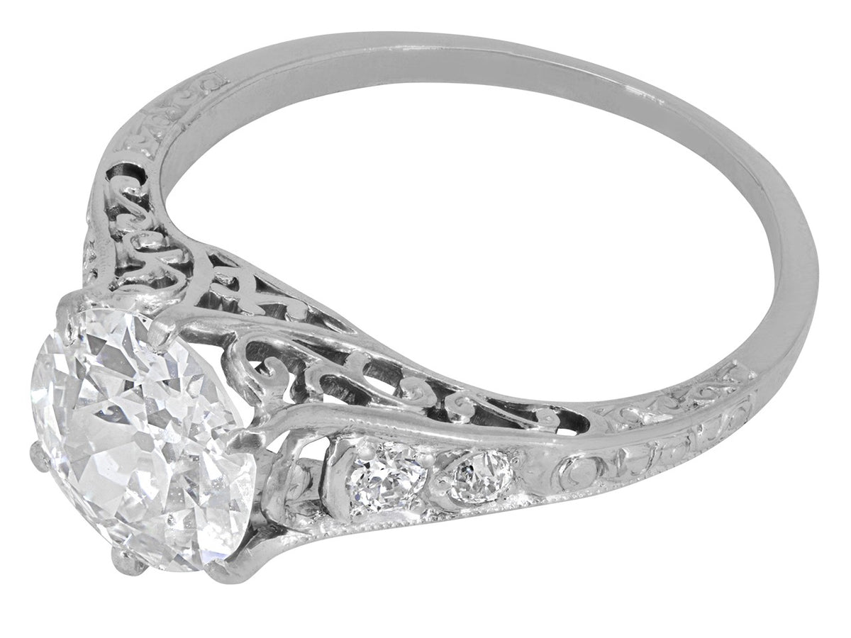 Platinum Art Deco diamond solitaire ring
